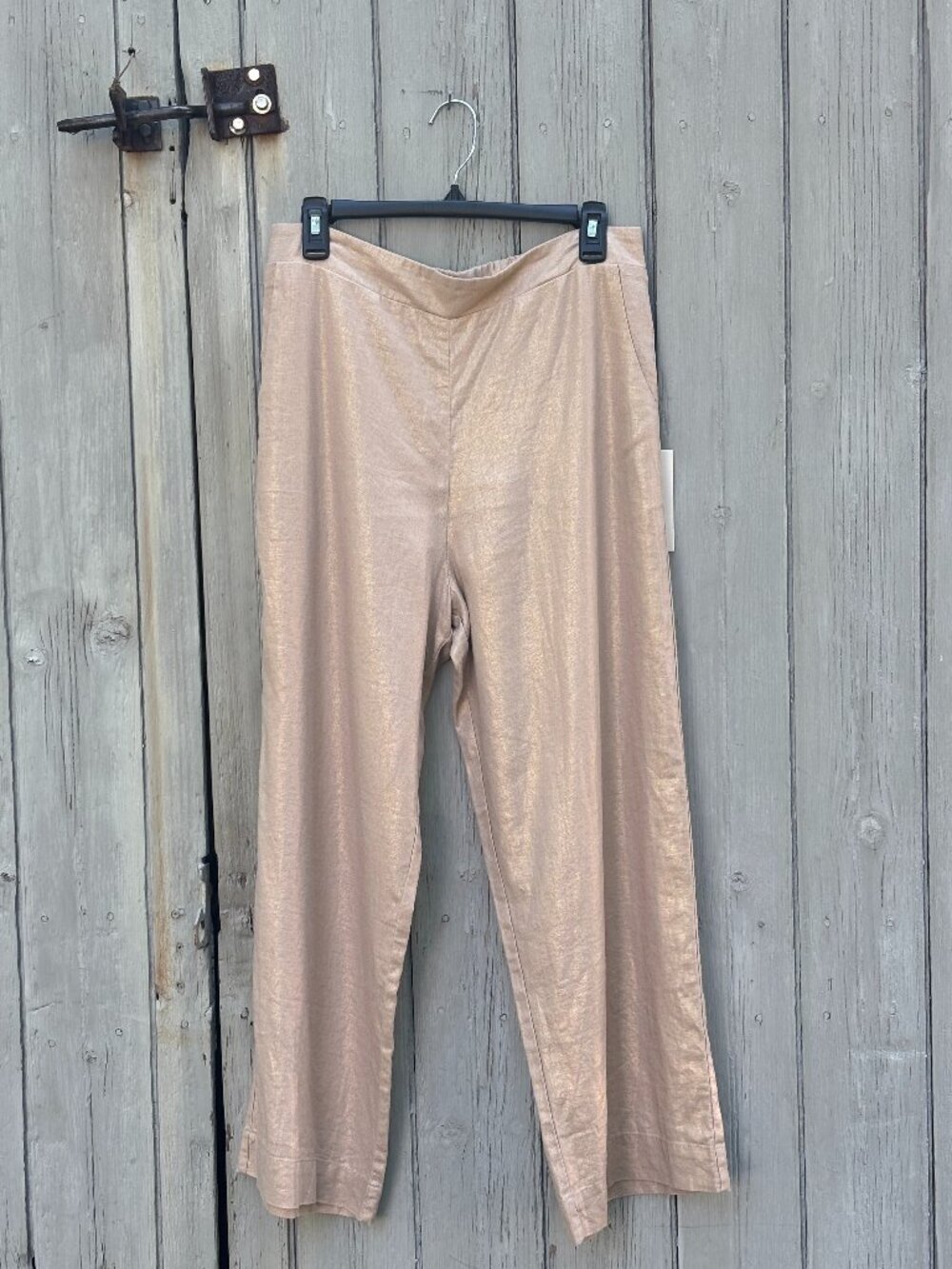 Joie Metallic Linen Wide-Leg Pants | Rose Gold | Size L | NWT
